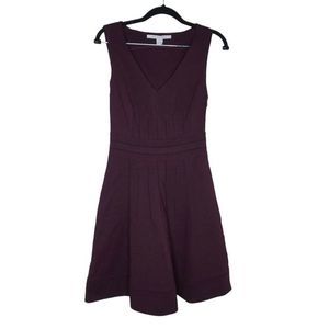Diane Von Furstenberg 6 Georgette Fit Flare Dress Burgundy Sleeveless A-line DVF